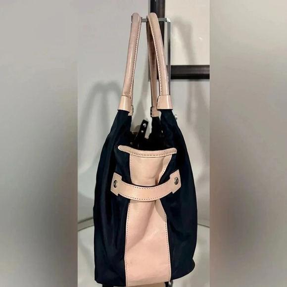 Gently Used KATE SPADE Black Nylon Shoulder Bag W/Tan Leather Handles - Picture 3 of 9